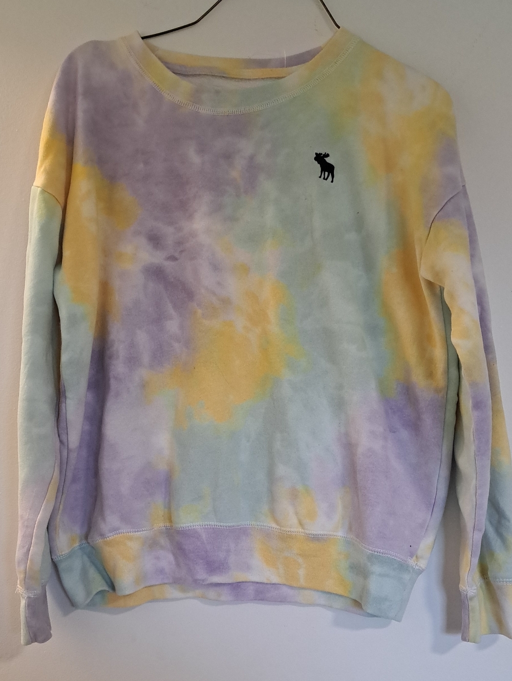 Abercrombie & Fitch Pastel Tie-Dye Crewneck in Lavender, Yellow & Mint
